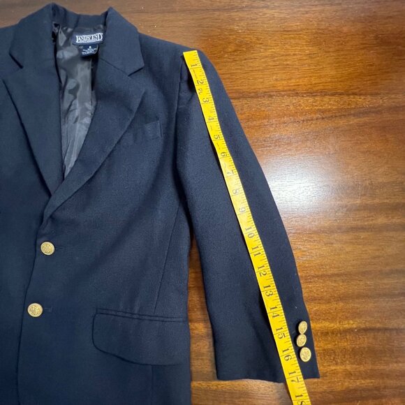 Lands' End Boys Classic Wool Blend Navy Formal Blazer Gold Buttons Lined Size 8 - Picture 5 of 12